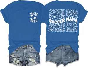 Soccer Mom Shirt for Women Soccer Mama Letter Printed Tee Funny Soccer Graphic T-Shirt Oversized Short Sleeve Tops