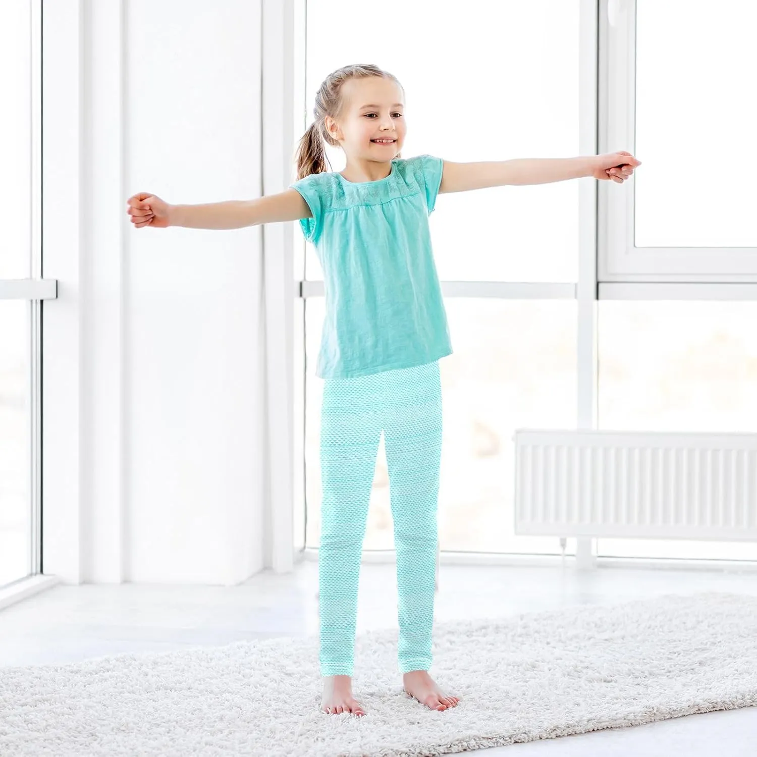 Striped Leggings for Girls Yoga Dance Pants Stretch High Waisted Ankle Length Tights Kids Leggings