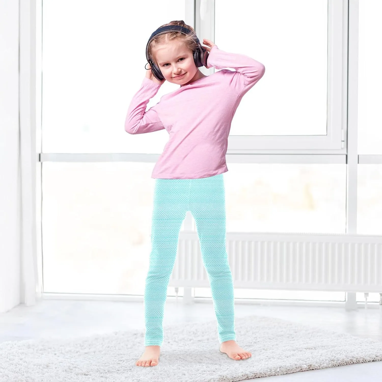 Striped Leggings for Girls Yoga Dance Pants Stretch High Waisted Ankle Length Tights Kids Leggings