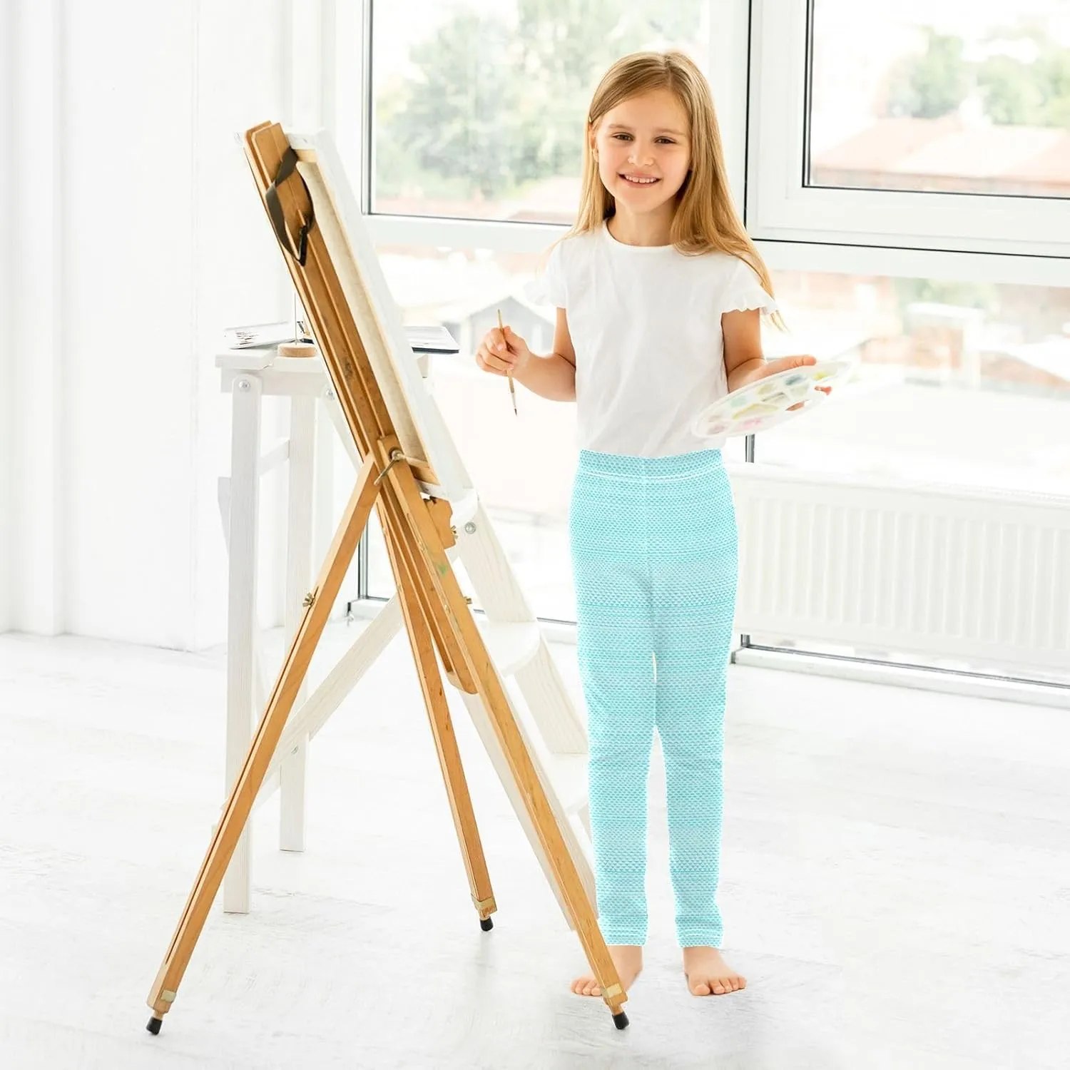 Striped Leggings for Girls Yoga Dance Pants Stretch High Waisted Ankle Length Tights Kids Leggings