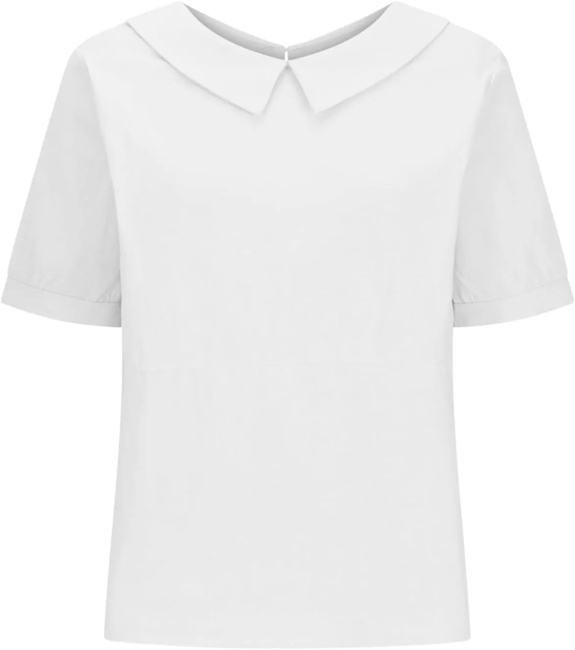 Summer Linen Shirts for Womens Short Sleeve Casual Stand Collared Work Blouse Tunic Tops