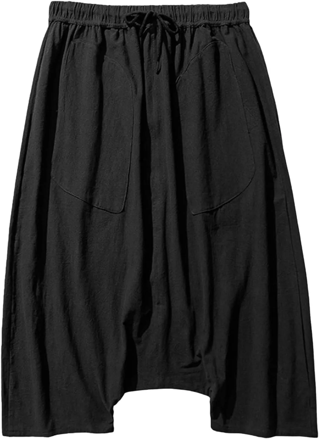 SUWBMHWE Mens Hippie Pants Harem Men Long Shorts Casual Comfy Wide-Leg Trousers Baggy Boho Beach Yoga Men's Linen Summer Uni