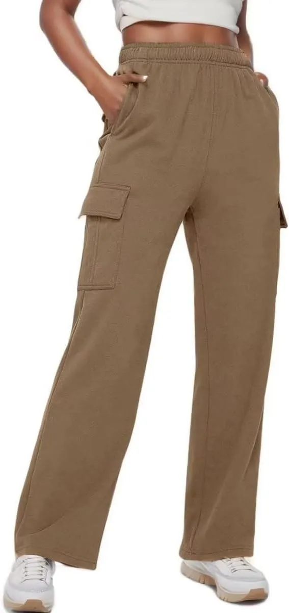 Sweat Pants for Womens Soft Wide Leg Pants Warm High Waisted Yoga Joggers Fashion Y2K Lounge Trousers with Pockets