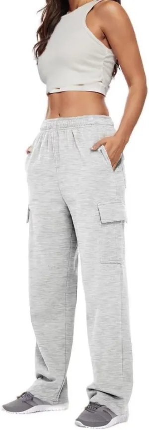 Sweat Pants for Womens Soft Wide Leg Pants Warm High Waisted Yoga Joggers Fashion Y2K Lounge Trousers with Pockets