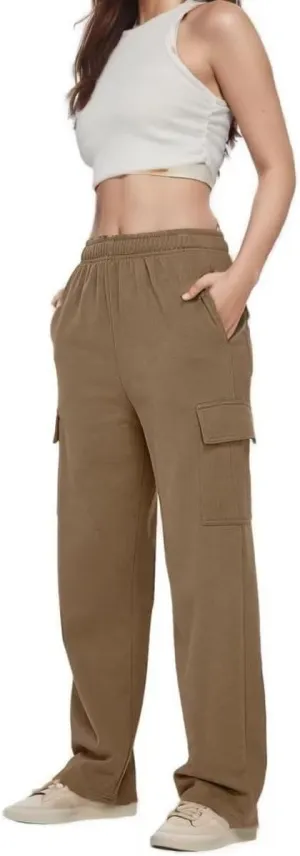 Sweat Pants for Womens Soft Wide Leg Pants Warm High Waisted Yoga Joggers Fashion Y2K Lounge Trousers with Pockets