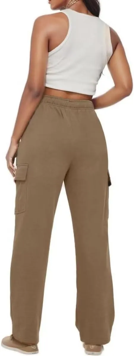Sweat Pants for Womens Soft Wide Leg Pants Warm High Waisted Yoga Joggers Fashion Y2K Lounge Trousers with Pockets