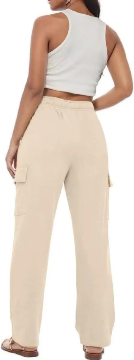 Sweat Pants for Womens Soft Wide Leg Pants Warm High Waisted Yoga Joggers Fashion Y2K Lounge Trousers with Pockets