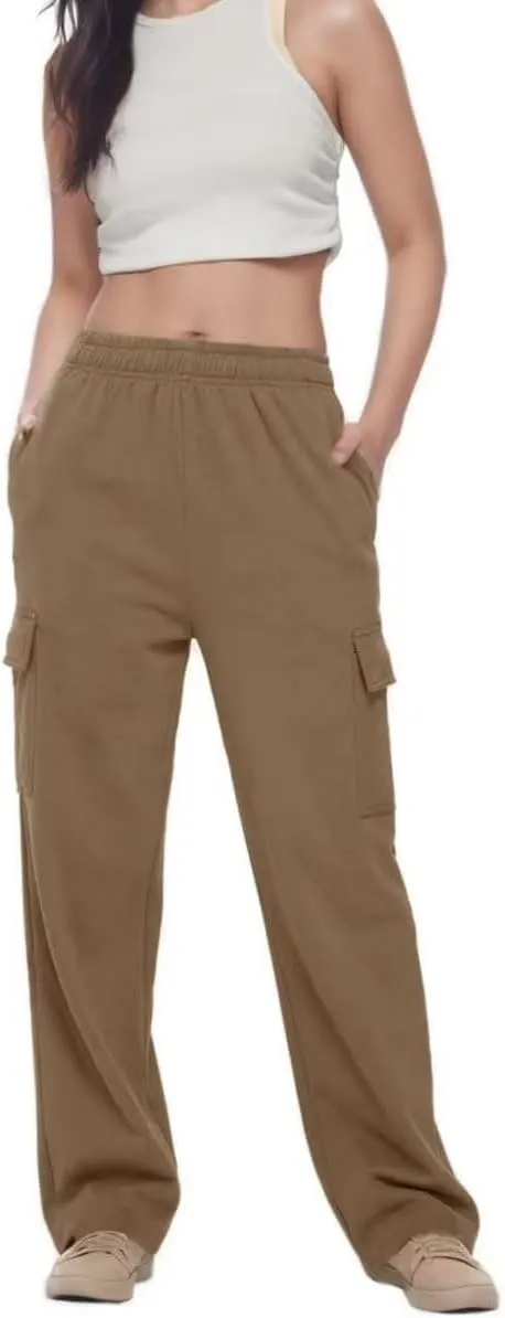 Sweat Pants for Womens Soft Wide Leg Pants Warm High Waisted Yoga Joggers Fashion Y2K Lounge Trousers with Pockets