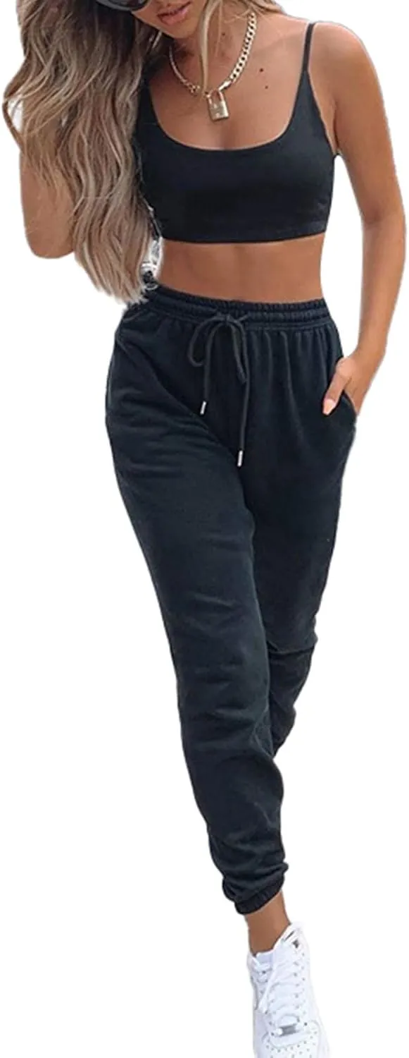 Sweatpants for Teen Girls,Women's High Waisted Joggers Summer Workout Baggy Yoga Pants Cinch Bottom Trousers