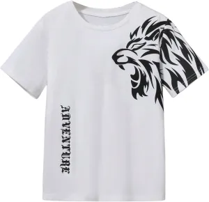 SweatyRocks Boy's Letter Print T Shirts Crew Neck Short Sleeve Graphic Tees Tops
