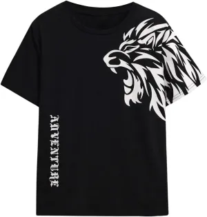 SweatyRocks Boy's Letter Print T Shirts Crew Neck Short Sleeve Graphic Tees Tops