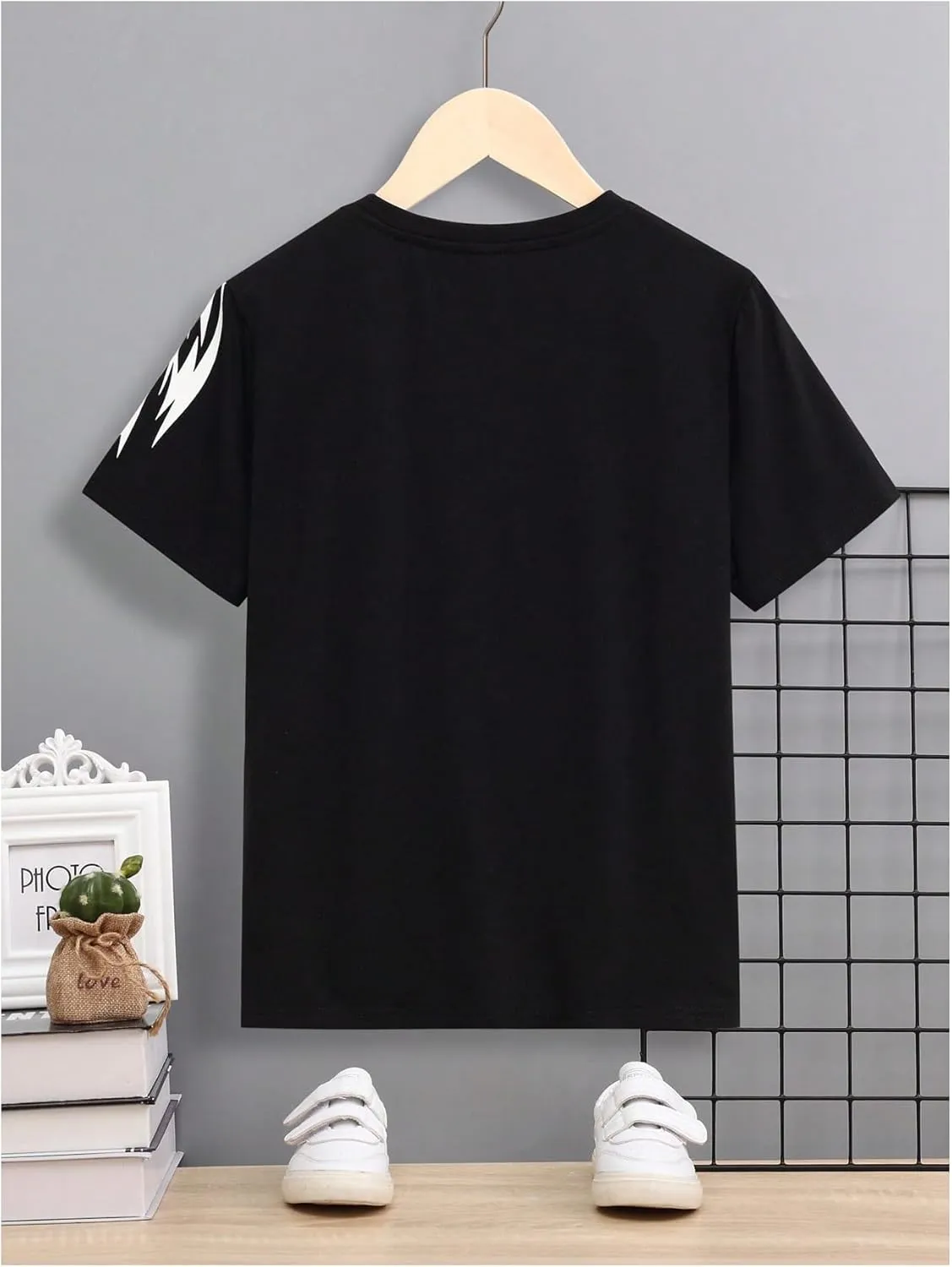 SweatyRocks Boy's Letter Print T Shirts Crew Neck Short Sleeve Graphic Tees Tops