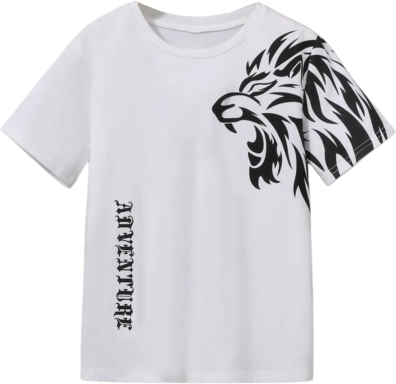 SweatyRocks Boy's Letter Print T Shirts Crew Neck Short Sleeve Graphic Tees Tops
