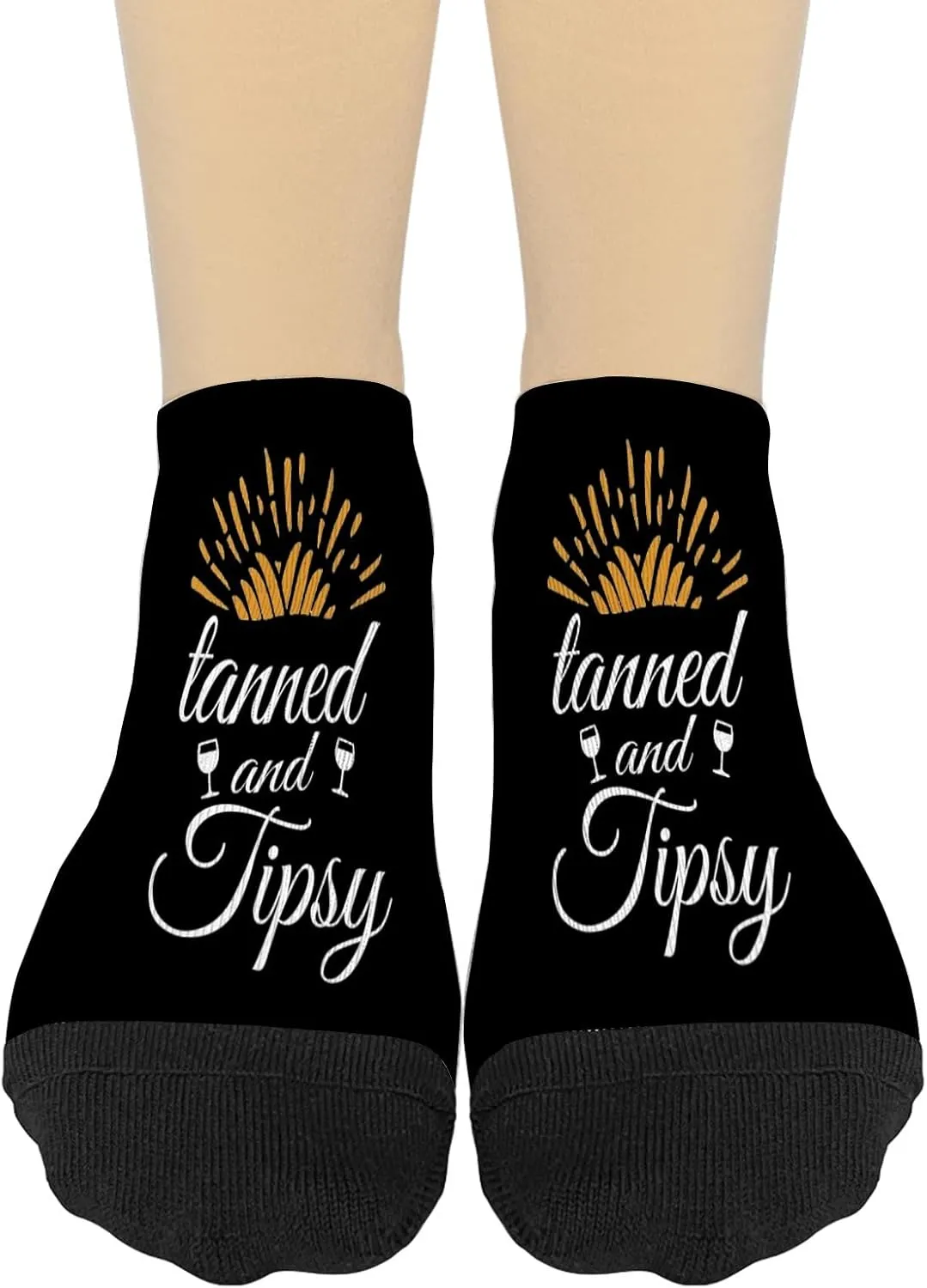 Tanned And Tipsy No Show Socks Crew Sock For Womens