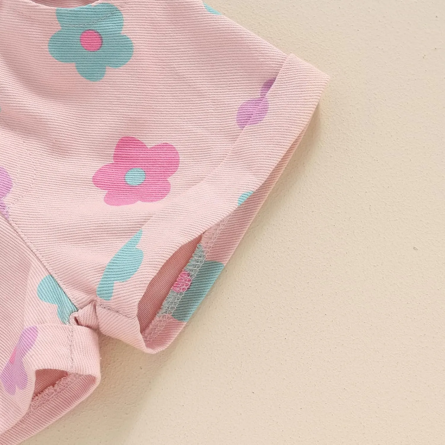 Toddler Baby Girls Floral Shorts Summer Elastic Waist Flower Print Short Jeans Pull On Denim Shorts with Pockets