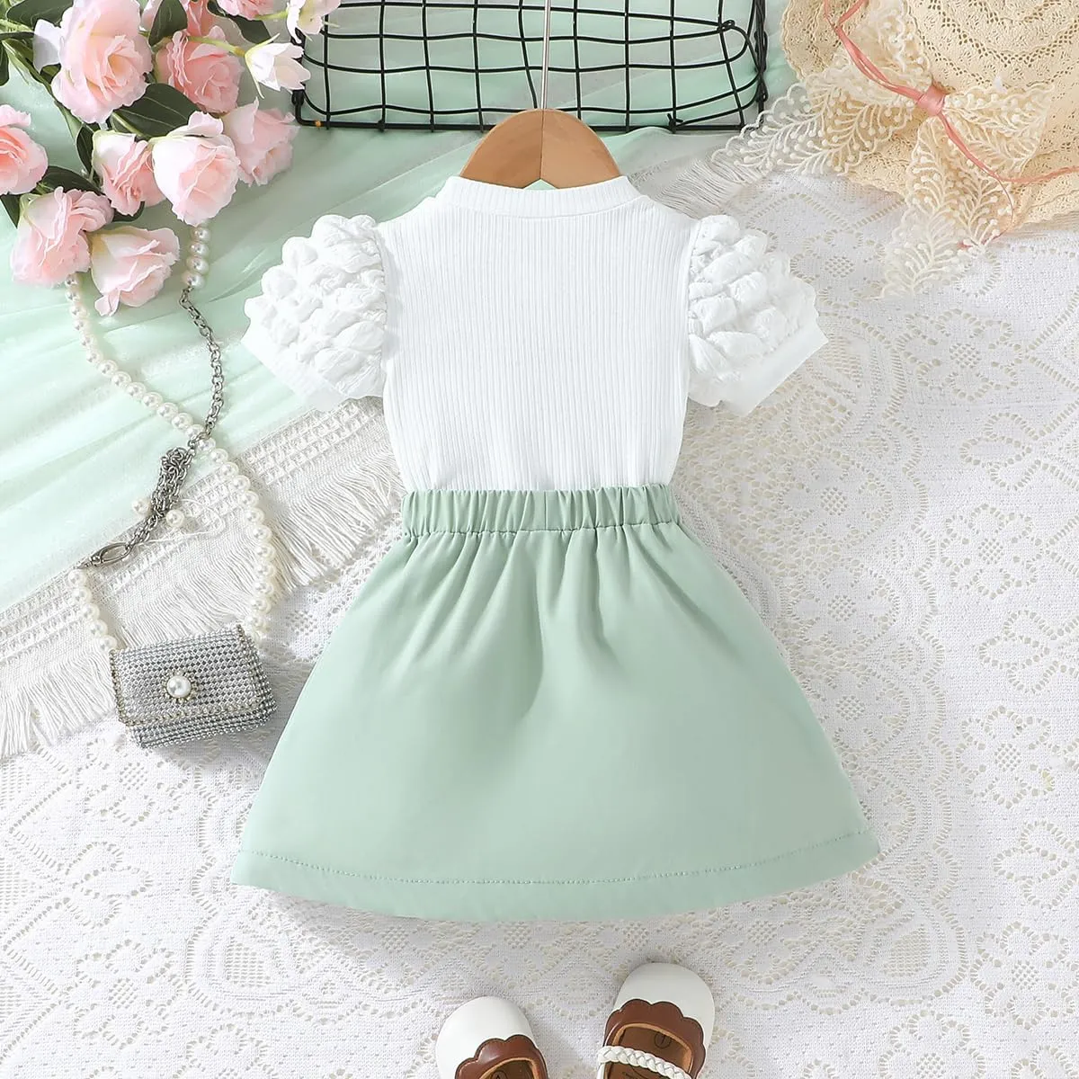 Toddler Girls Skirt Set 2 Piece, Cute Summer Outfits, Baby Girl Fashion Shorts Set for Toddler Girl 2-9 Years