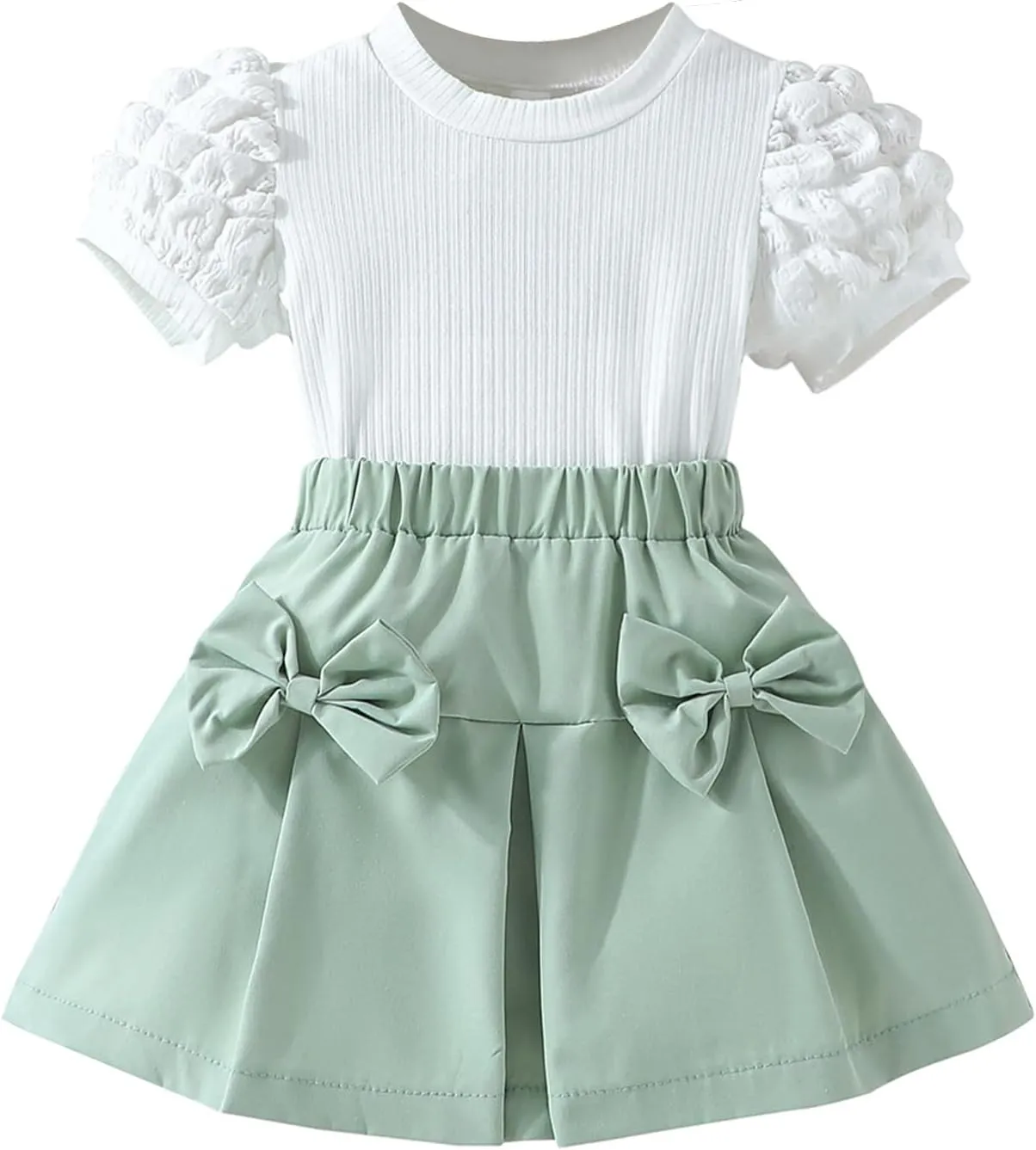 Toddler Girls Skirt Set 2 Piece, Cute Summer Outfits, Baby Girl Fashion Shorts Set for Toddler Girl 2-9 Years