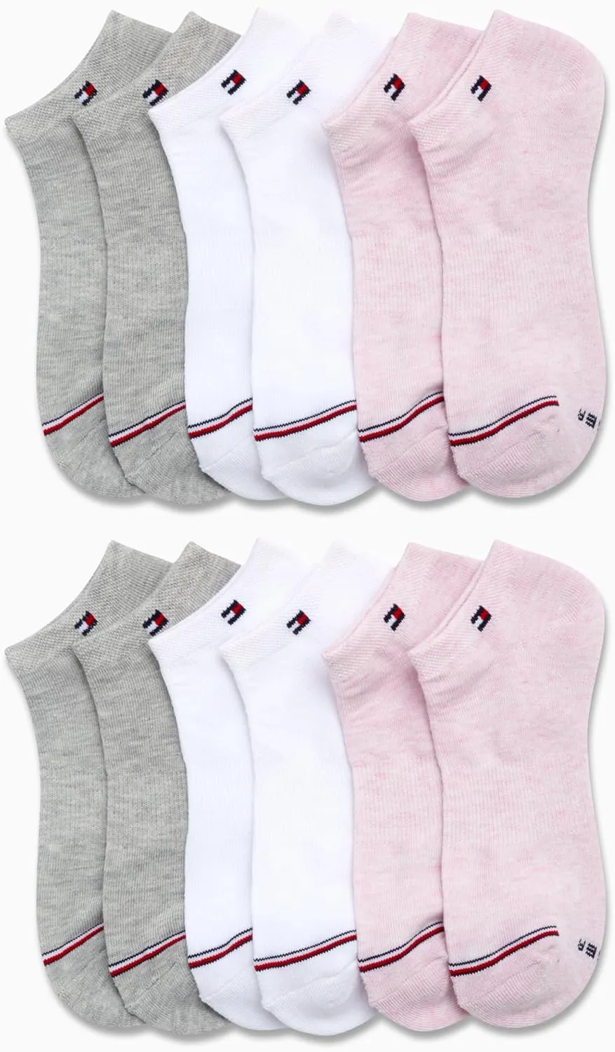 Tommy Hilfiger Women's No Show Socks - 12 Pack Soft Stretch Womens Athletic Ankle Socks - Running Socks for Women