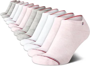 Tommy Hilfiger Women's No Show Socks - 12 Pack Soft Stretch Womens Athletic Ankle Socks - Running Socks for Women