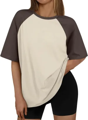 Trendy Queen Oversized Short Sleeve T Shirts for Women Workout Casual Summer Tops Loose Fit Cute Basic Tees