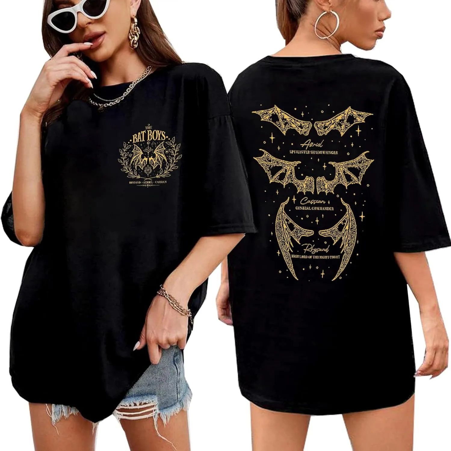 Velari Shirt Women Oversized Vintage Book Tshirt The Night Court T-Shirt Bat Boys Graphic Tee Bat Bookish Book Lover Tops