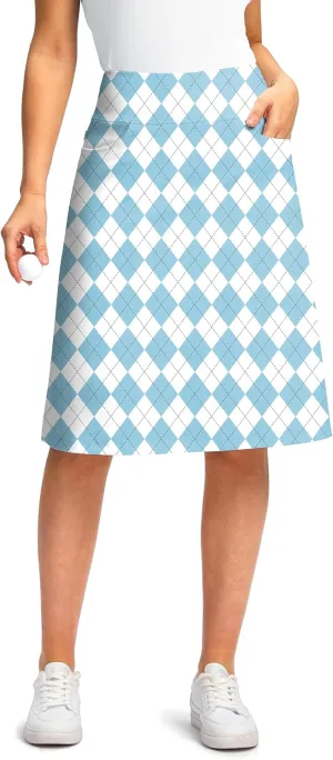 Viodia 25" Knee Length Skorts Skirts for Women with Zipper Pockets Stretchy Modest Aline Midi Skort for Casual Summer Travel