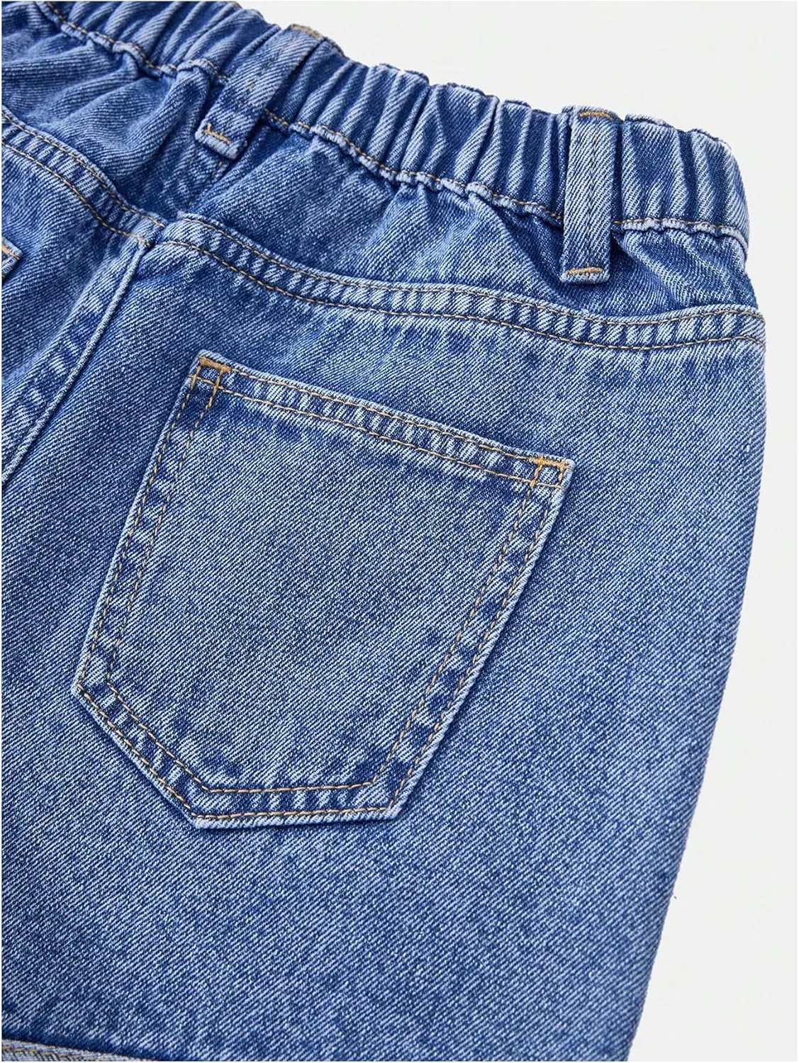 WDIRARA Girl's Heart Patch High Waisted Jean Shorts Elastic Waist Y2k Casual Denim Shorts