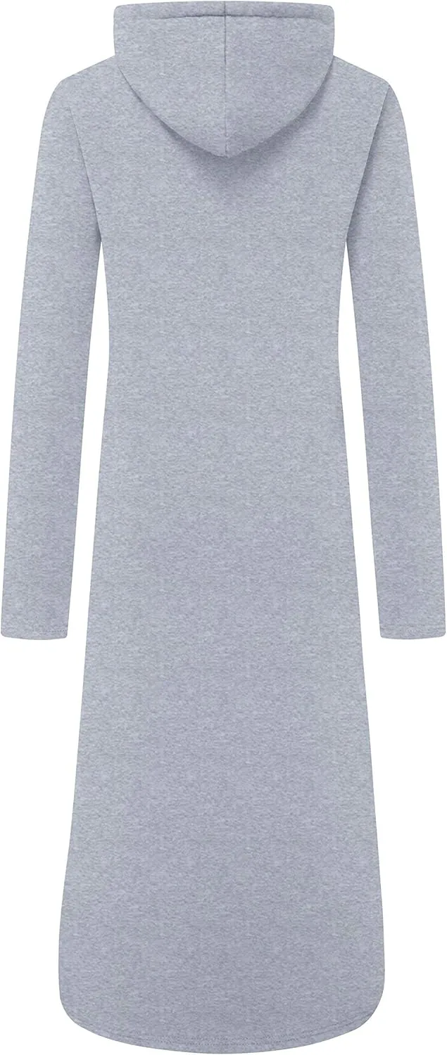 WenVen Womens Long Hoodie Dress Thicken Fleece Lined Pullover Sweatshirt
