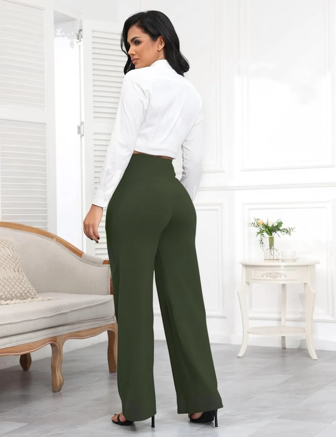 Wide Leg Pants Women High-Waisted Yoga Work Dress Pants, Casual Sweatpants, Petite/Regular/Tall