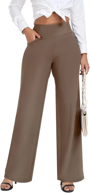 Wide Leg Pants Women High-Waisted Yoga Work Dress Pants, Casual Sweatpants, Petite/Regular/Tall