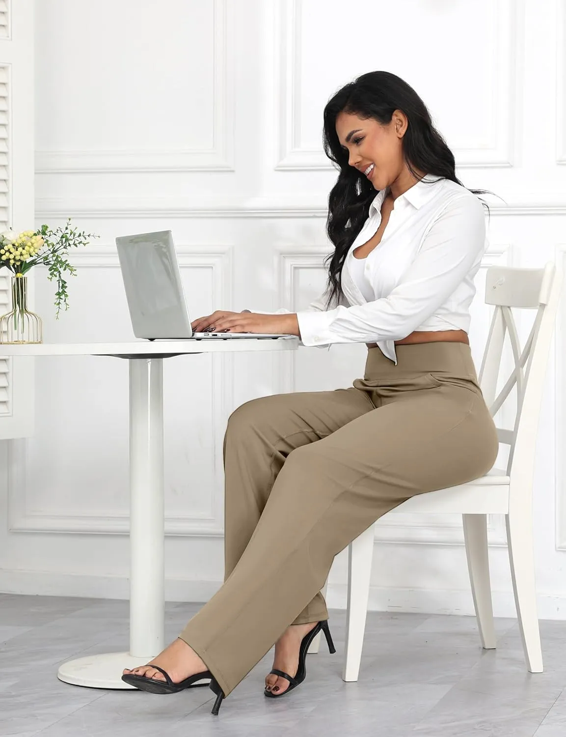 Wide Leg Pants Women High-Waisted Yoga Work Dress Pants, Casual Sweatpants, Petite/Regular/Tall
