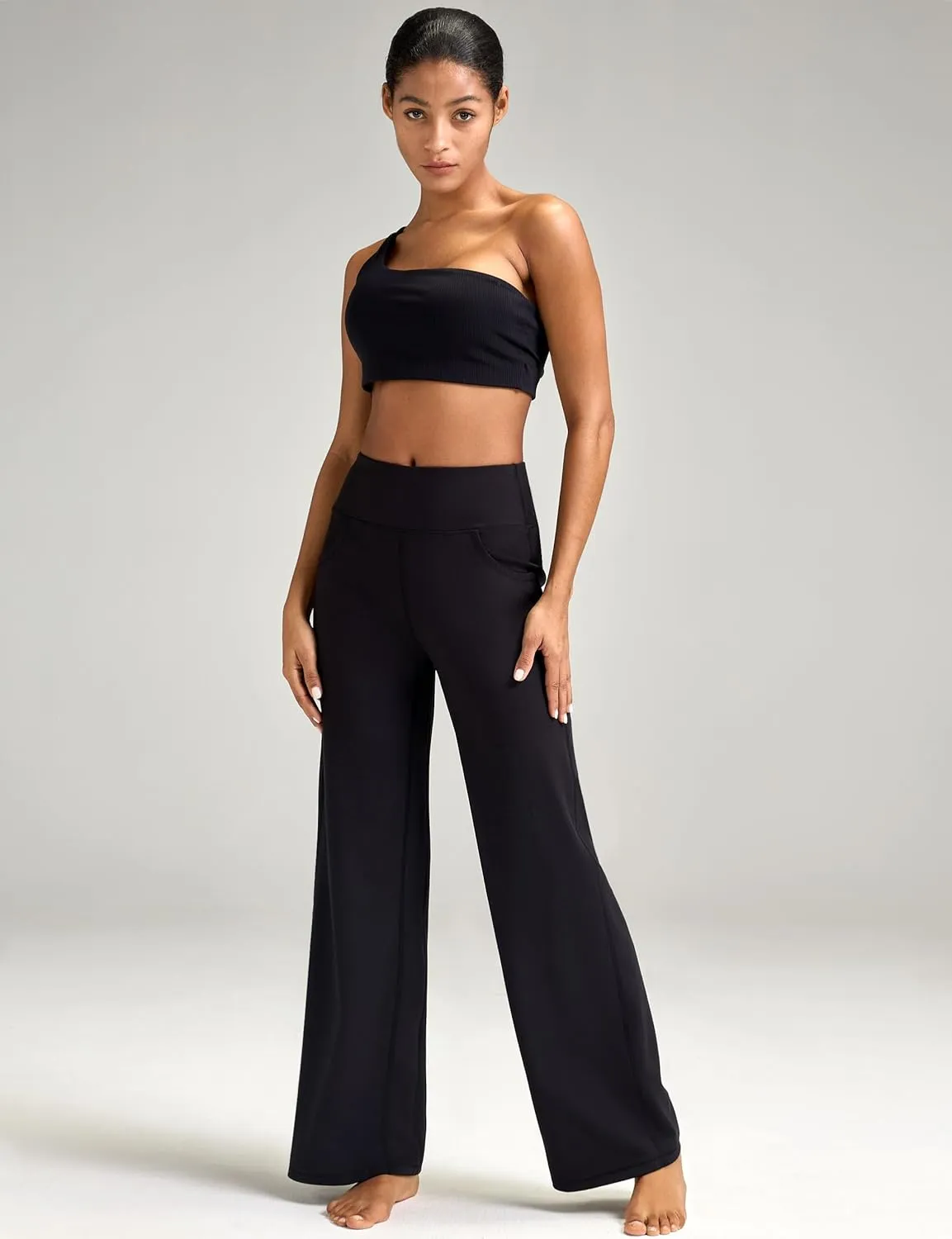 Wide Leg Pants Women High-Waisted Yoga Work Dress Pants, Casual Sweatpants, Petite/Regular/Tall