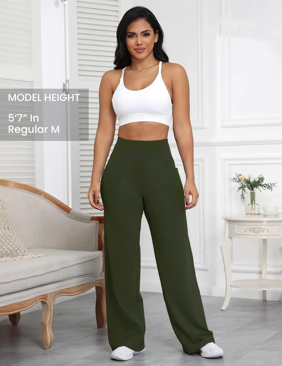 Wide Leg Pants Women High-Waisted Yoga Work Dress Pants, Casual Sweatpants, Petite/Regular/Tall