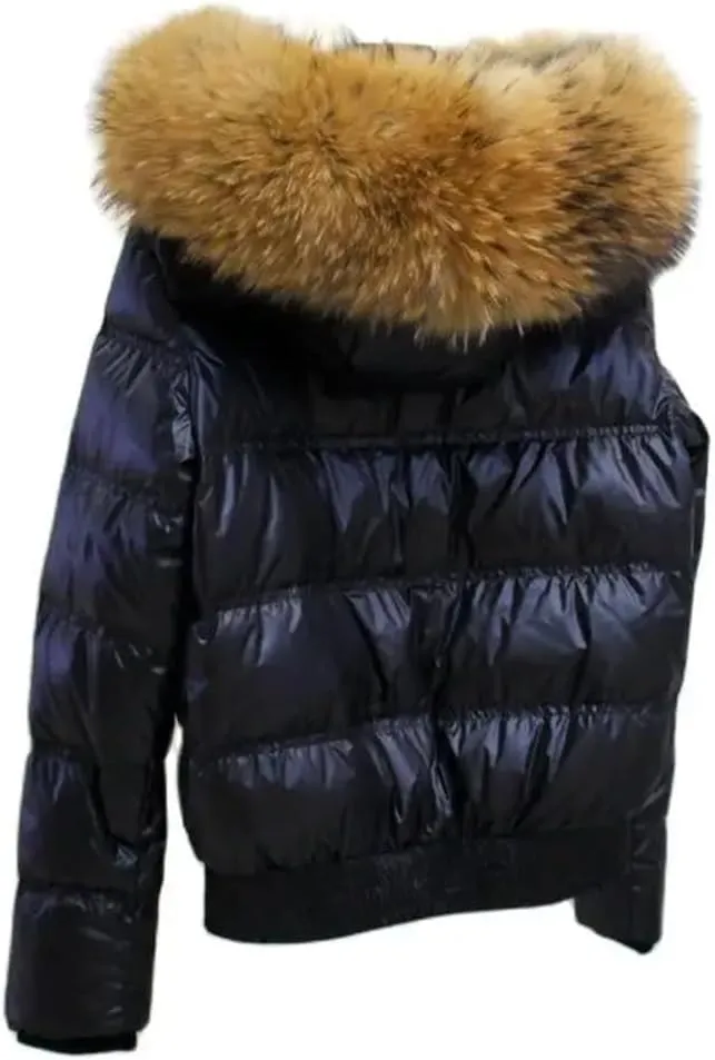 Winter Casual Hooded Puffer Jacket Women Slim Duck Down Coat Short Shiny Female Down Parka