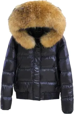 Winter Casual Hooded Puffer Jacket Women Slim Duck Down Coat Short Shiny Female Down Parka