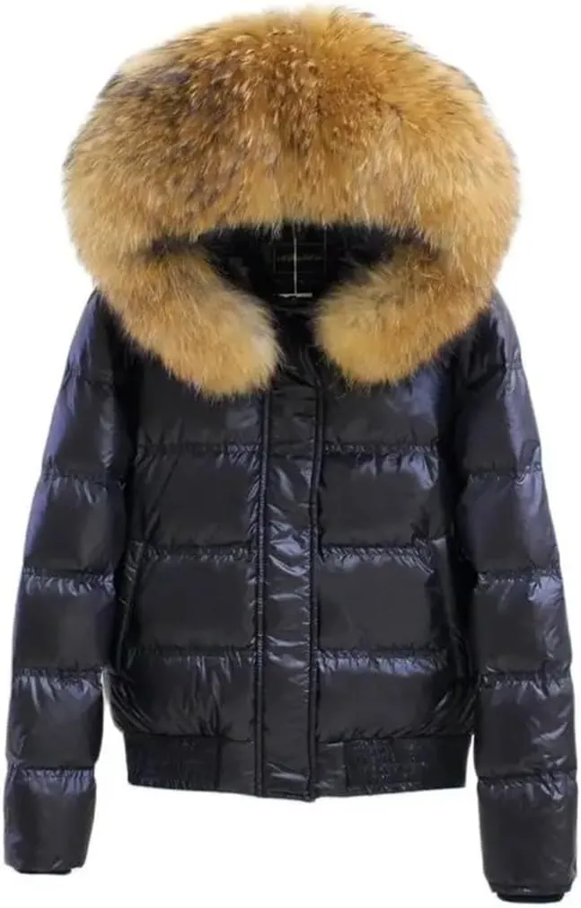 Winter Casual Hooded Puffer Jacket Women Slim Duck Down Coat Short Shiny Female Down Parka