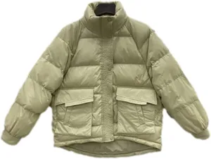 Winter Short Puffer Jacket Women 90% White Duck Down Coat Bat Sleeve Loose Thick Warm Parkas Female Snow Outwear Light Green One Size