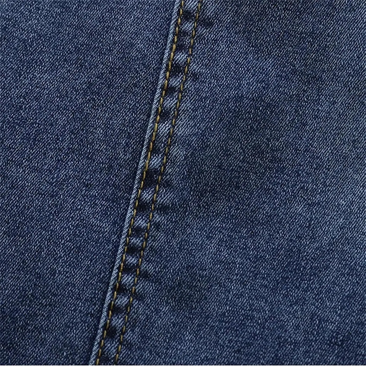 Women Elastic Waist Thin Midi Denim Skirt Spring Summer Casual Side Split Button A-Line Skirt