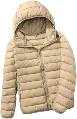 Women Fashion Hoodid Short Puffer Jackets Autumn Winter Female White Duck Down Slim Fit Coat