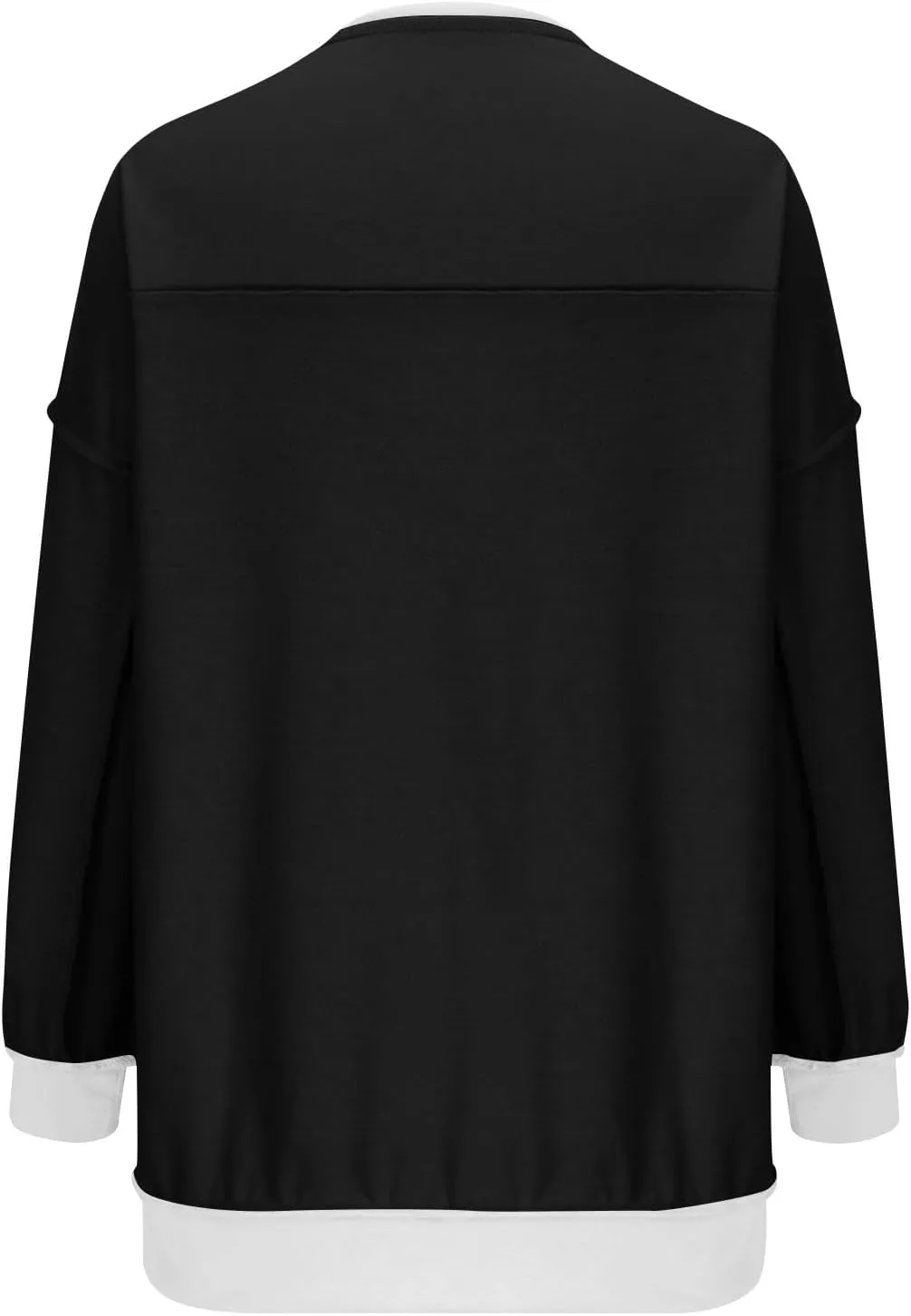 Women Fashion Oversized Long Sleeve Splicing Pullover Plain Color Tops Lightweight Sweatshirts Loose Fit Ribbed Top