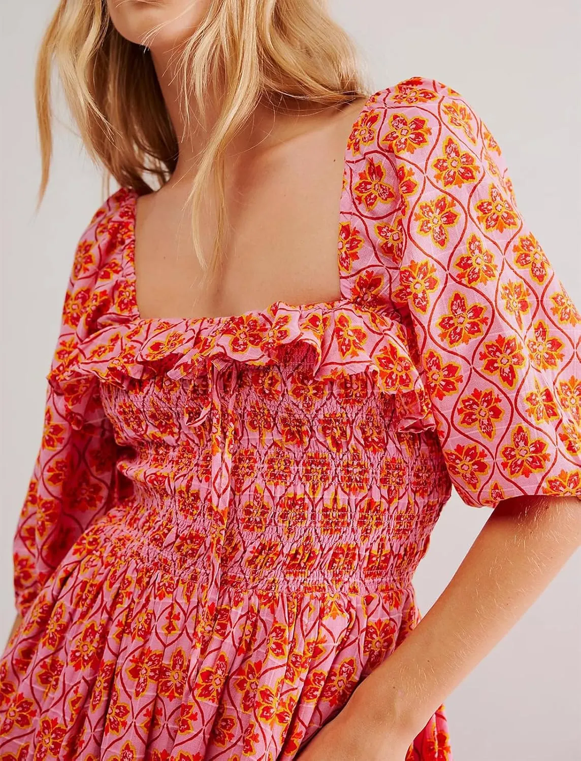 Women Floral Maxi Dresses Tie Shoulder Flowy Dress Relax Casual Summer Dress Y2k Boho Vacation Sundresses