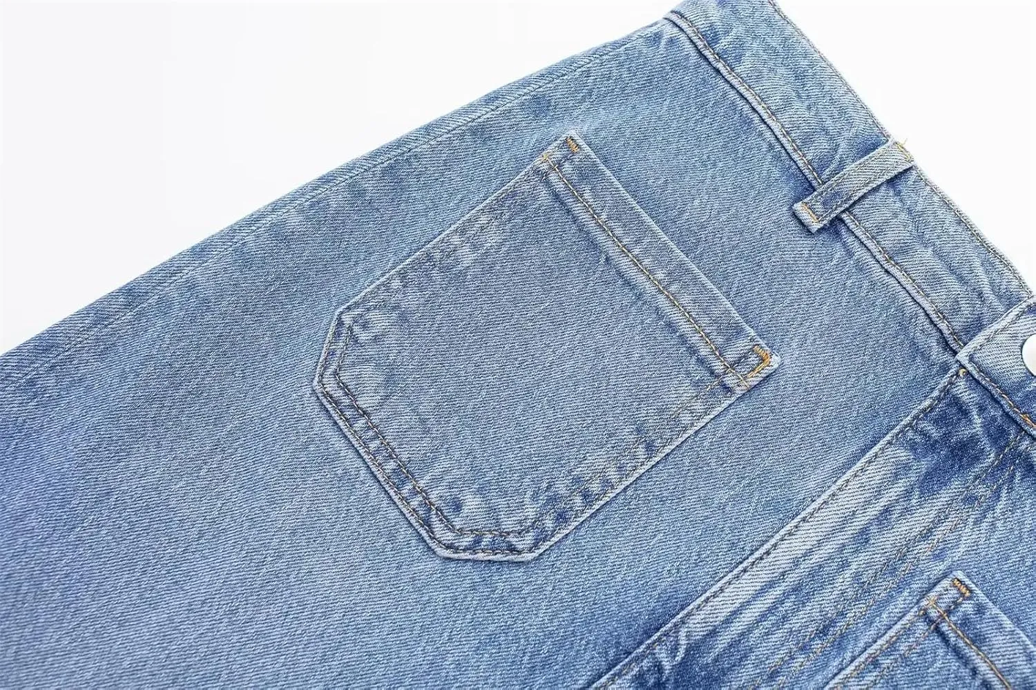 Women High Waist Denim Midi Skirt Summer Straight Fit Front Slit Jean Skirt