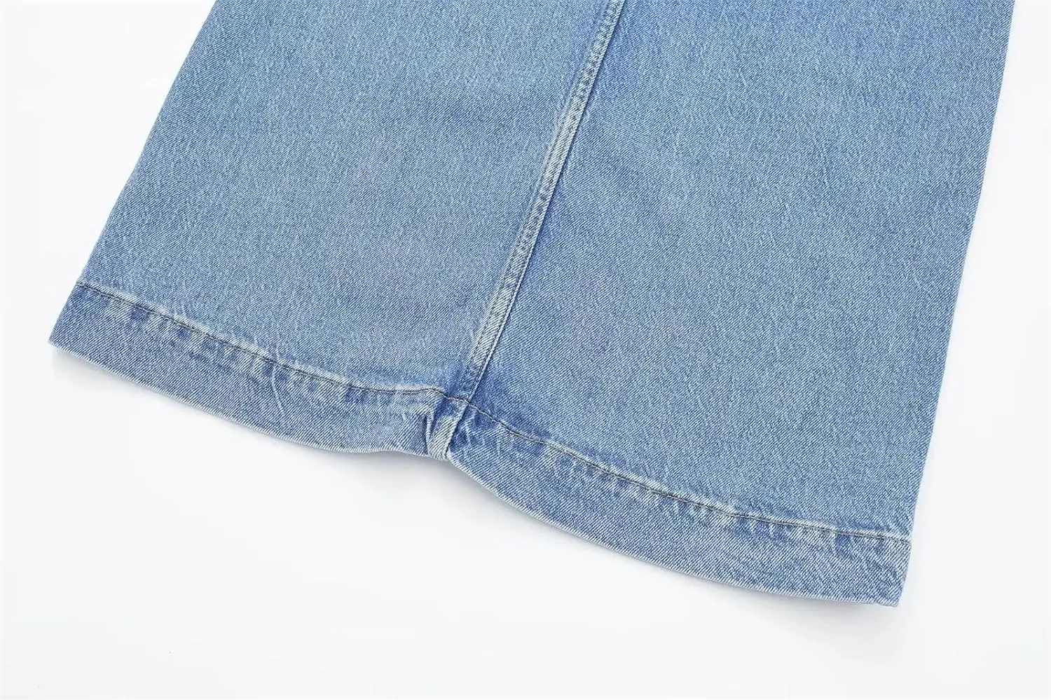 Women High Waist Denim Midi Skirt Summer Straight Fit Front Slit Jean Skirt