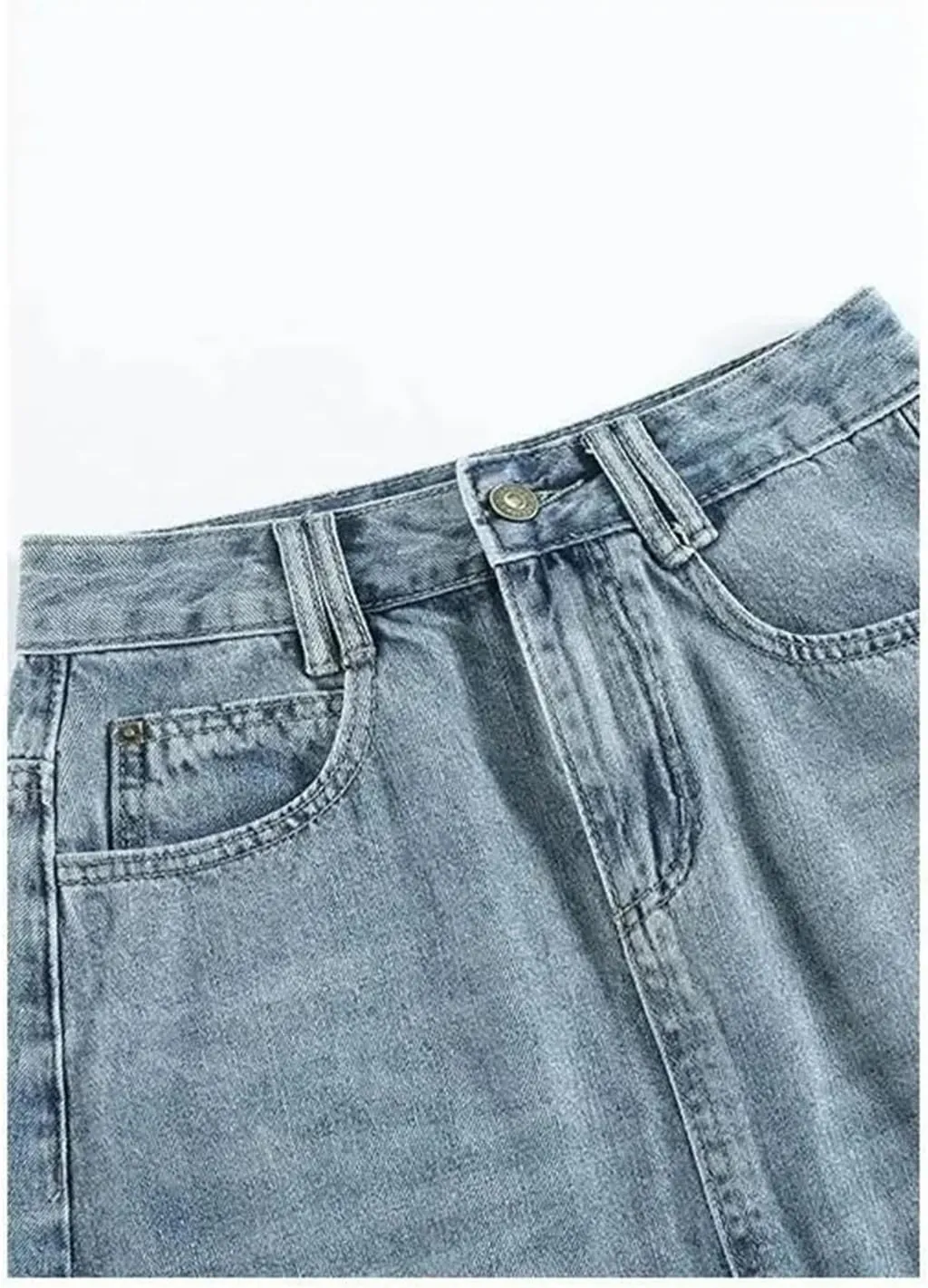 Women High Waist Denim Slim Fit Casual Split Skirt Summer A-Line Vintage Wrap Mid-Length Skirt