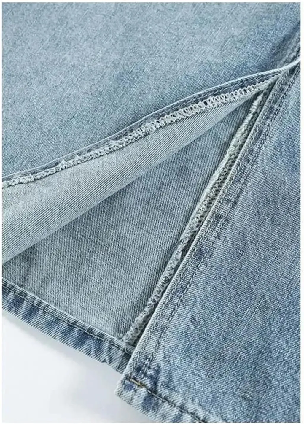 Women High Waist Denim Slim Fit Casual Split Skirt Summer A-Line Vintage Wrap Mid-Length Skirt