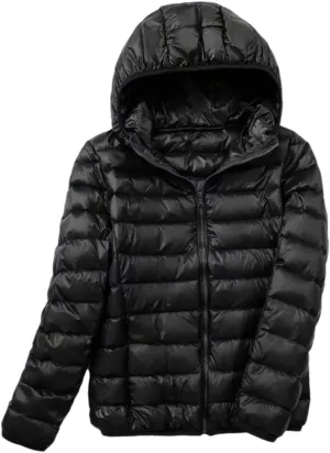 Women Hoodie Short Puffer Jackets Autumn Winter Female White Duck Down Slim Fit Coat