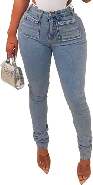 Women Jeans Distressed Slim Fit Ripped Denim Pants Comfy Stretch Skinny Jeans