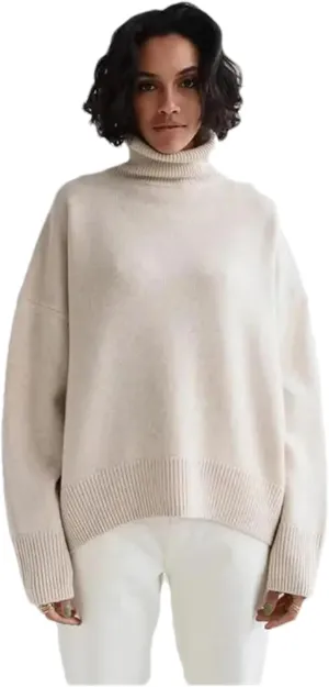 Women Loose Pullover Turtleneck Oversized Sweater Winter Casual Cashmere Knitted Jumper