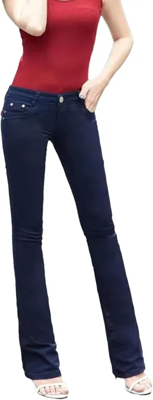 Women Low Waist Stretch Jeans Summer Skinny Flare Pants Slimming Fit Elastic Straight Denim Pants