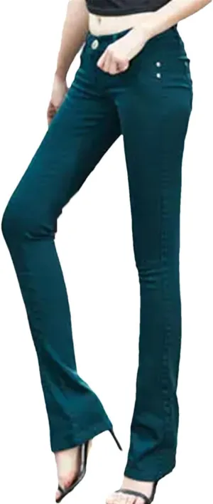 Women Low Waist Stretch Jeans Summer Skinny Flare Pants Slimming Fit Elastic Straight Denim Pants